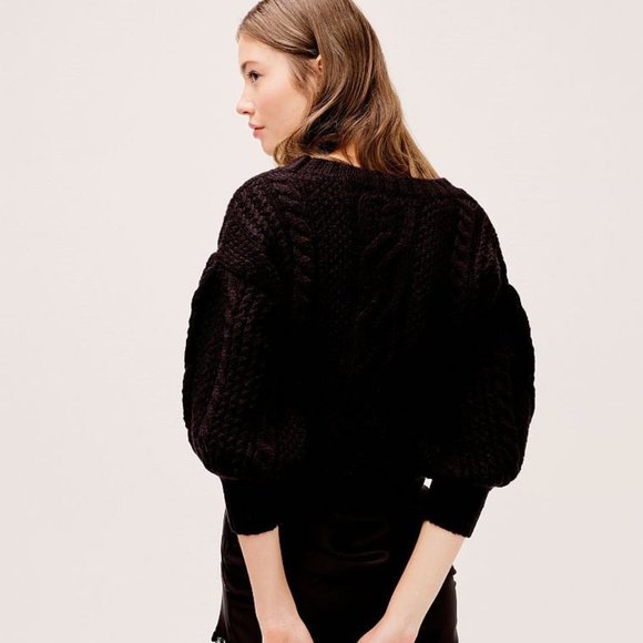 For Love And Lemons Amaryllis Cropped Cardigan Black XL NEW - Picture 3 of 7